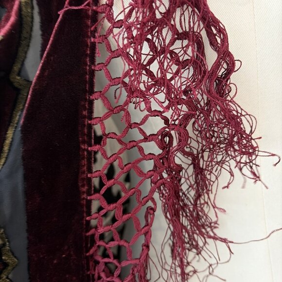 VTG Kirks Folly Burnout Velvet Cardigan Women's One Size Sequins Fringe Stunning - Picture 6 of 10